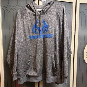 Realtree Heather Gray Hoodie with Blue Emblem